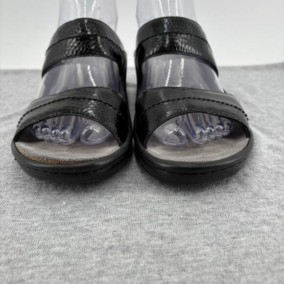 Mephisto Mobils Sandal 38/7.5-8 Air Relax Slip On Wedge Slide Black Leather - Picture 8 of 12